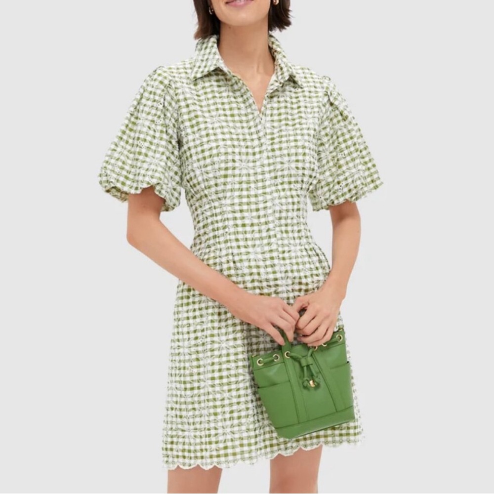 Tuckernuck Green Gingham Mini Delaney Dress